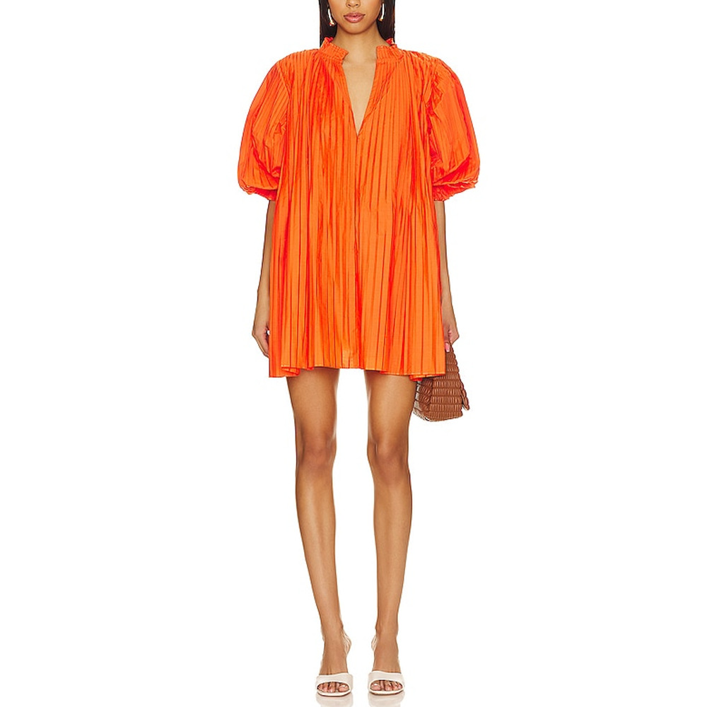 Sovere 'Oz' Orange Poplin Pleated Smock Dress Size XS